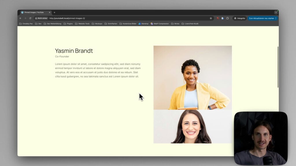 gsap scrolltrigger pinned images mit dem bricks builder + bricksforge (no code)